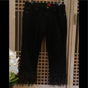 V Cristina Black Jeans with Feather Hem